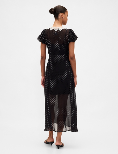 SS VNECK LACE TRIM MAXI DRESS