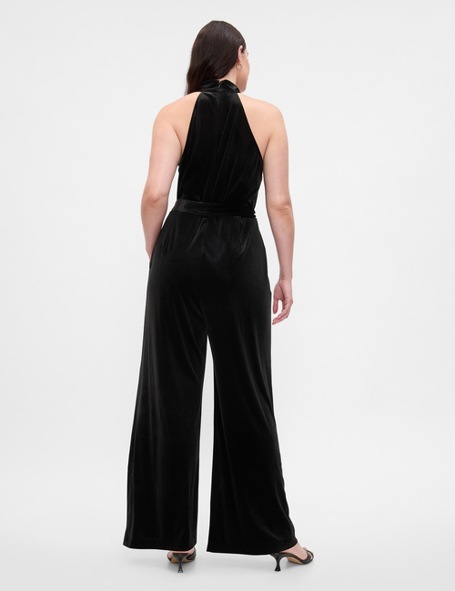 Recycled Velvet Wide-Leg Jumpsuit