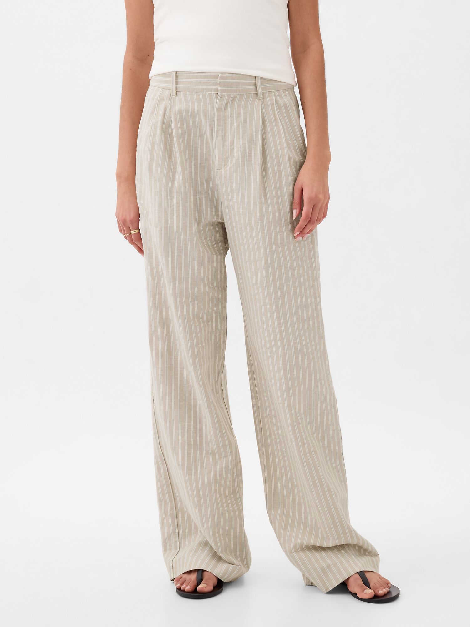 Striped linen pants women top