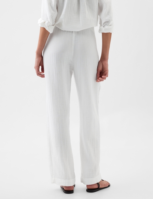 Mid Rise Gauze Wide-Leg Pull-On Pants