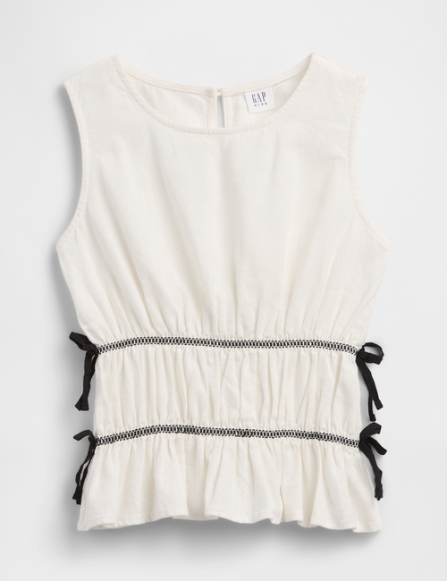 Kids Linen-Blend Bow Top