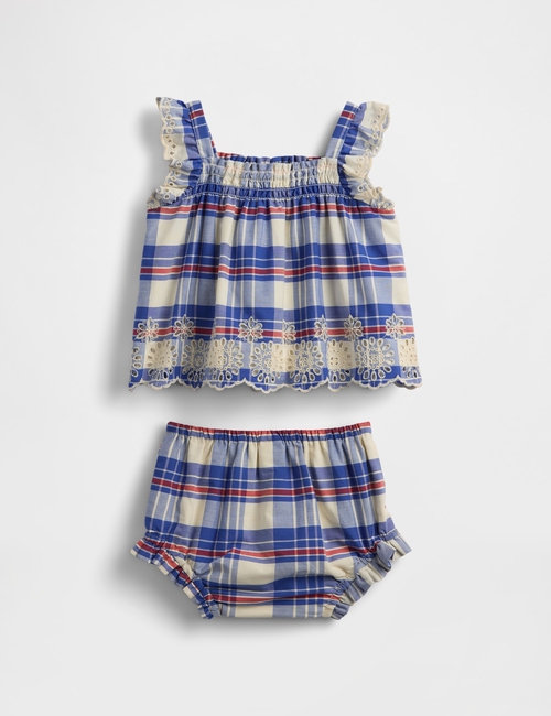 Baby Poplin Eyelet-Hem Outfit Set