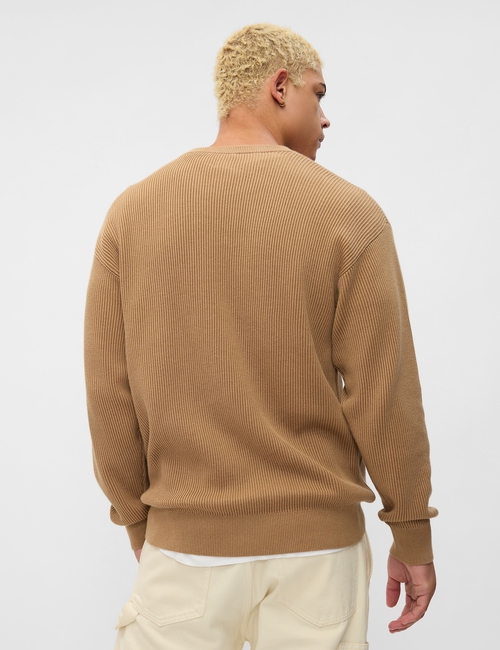 Oversized Fisherman-Stitch Crewneck Sweater