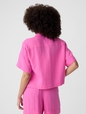 Relaxed Cropped Gauze Shirt