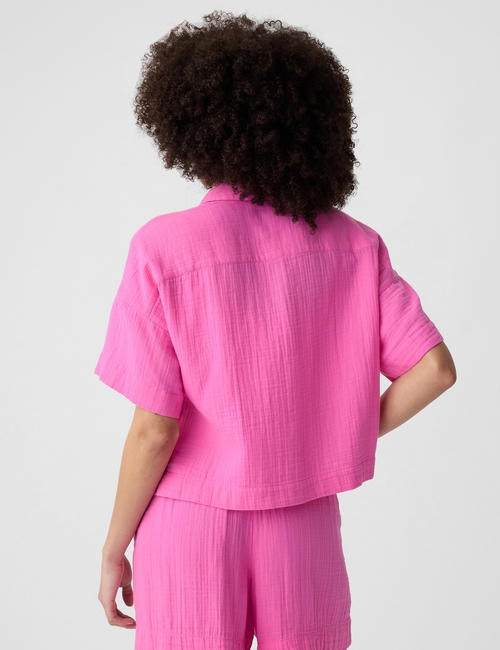 Relaxed Cropped Gauze Shirt