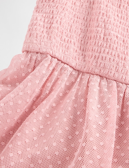 Kids Mesh Ruffle Cap-Sleeve Dress