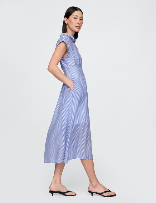 Sheer Midi Shirtdress