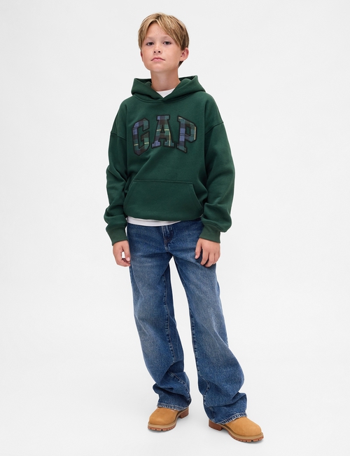Kids VintageSoft Relaxed Plaid Logo Hoodie