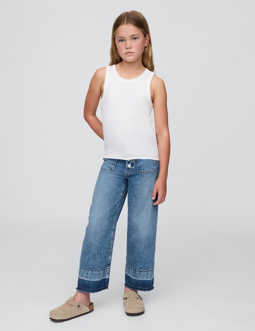 Kids High Rise Stride Wide-Leg Ankle Jeans