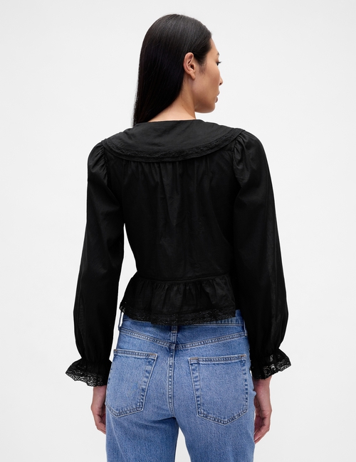 Collared V-Neck Peplum Top
