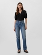 Ribbed Henley Puff Sleeve Top