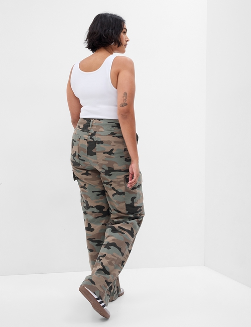 Mid Rise Loose Khaki Cargo Pants