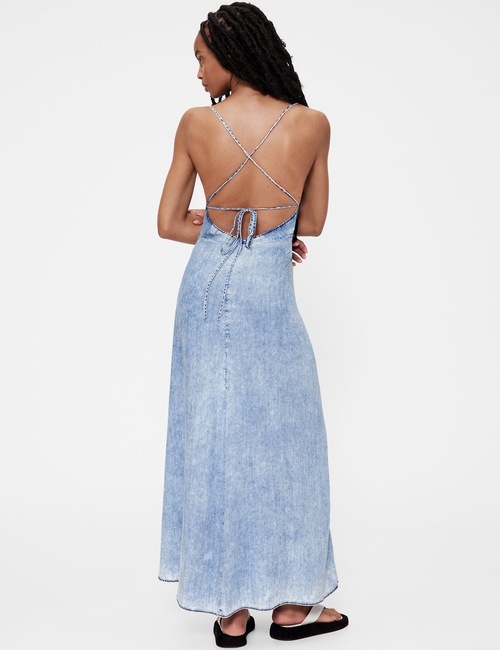 GapStudio Draped Denim Slip Maxi Dress