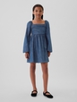 Kids Puff Sleeve Denim Dress