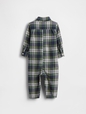 B FLANNEL PLAID EMBR BEAR 1PC