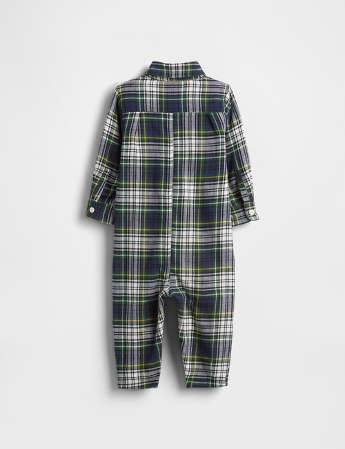 B FLANNEL PLAID EMBR BEAR 1PC