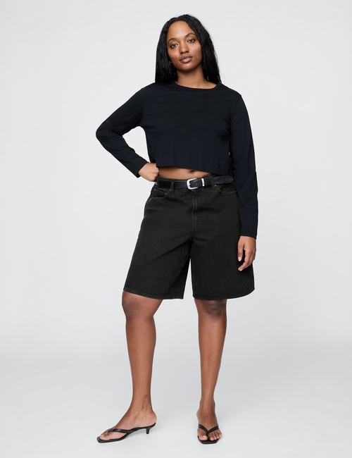 11"  Mid Rise Longline Denim Shorts