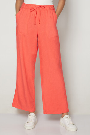 Linen-Blend Wide-Leg Pull-On Pants