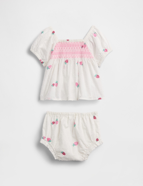 Baby Smocked Strawberry Outfit Set