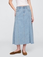 Denim Ruffle Maxi Skirt