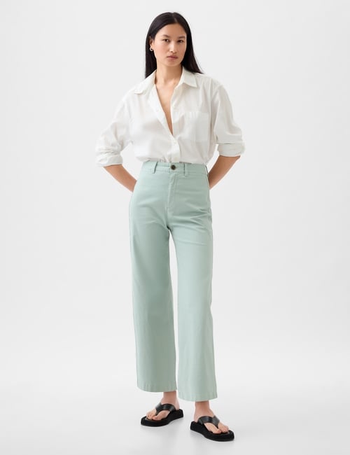 High Stride Wide-Leg Ankle Khakis