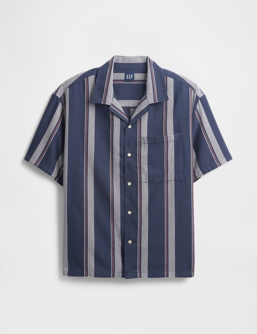 Boxy Texture-Stripe Vacay Shirt