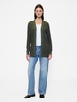 Relaxed Shaker-Stitch Open-Front Cardigan