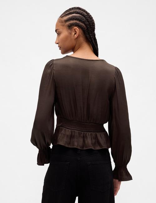 Eyelet V-Neck Peplum Top