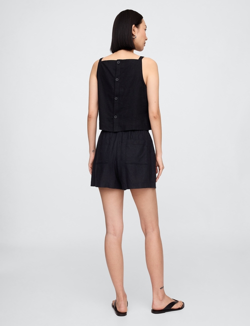 4" Mid Rise Pull-On Linen-Blend Shorts
