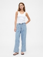 High Rise Pull-On Stripe Wide-Leg Jeans