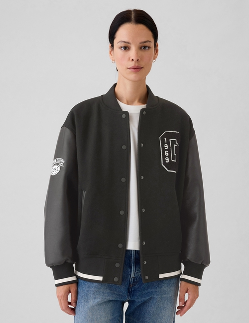 Wool Varsity Logo Boyfriend Jacket