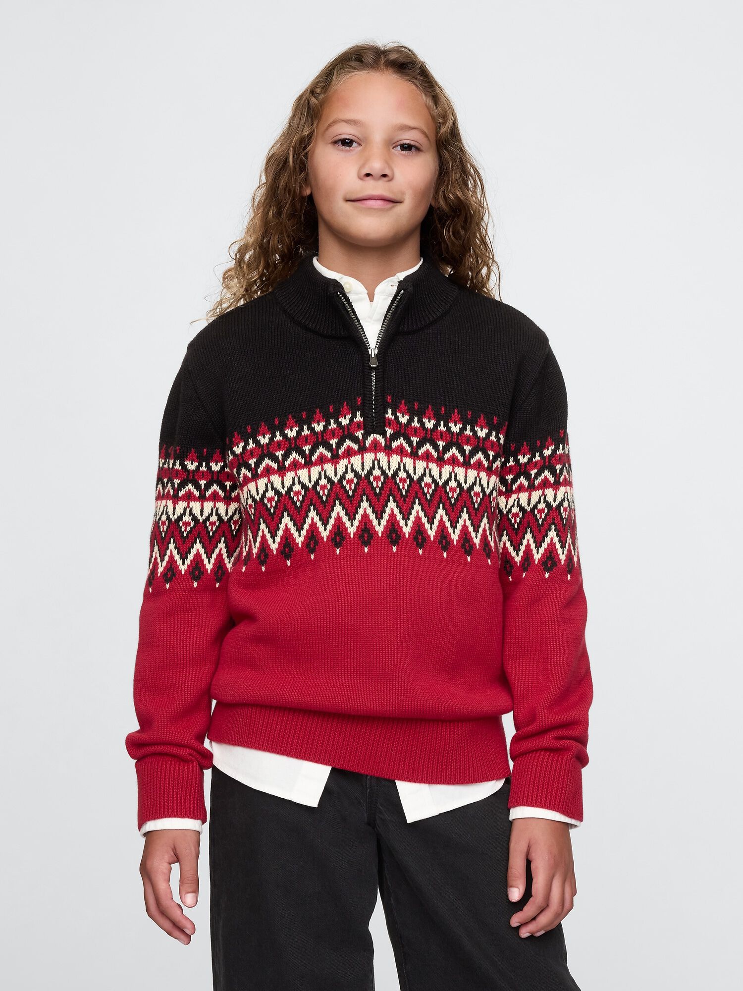 Shop Kids Fair Isle Half Zip Pullover Sweater for GAP KW