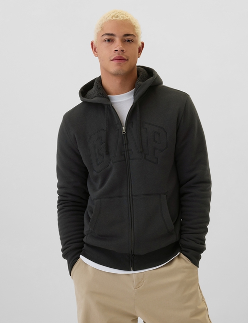 Gap Logo Sherpa-Lined Zip Hoodie