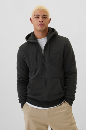Gap Logo Sherpa-Lined Zip Hoodie