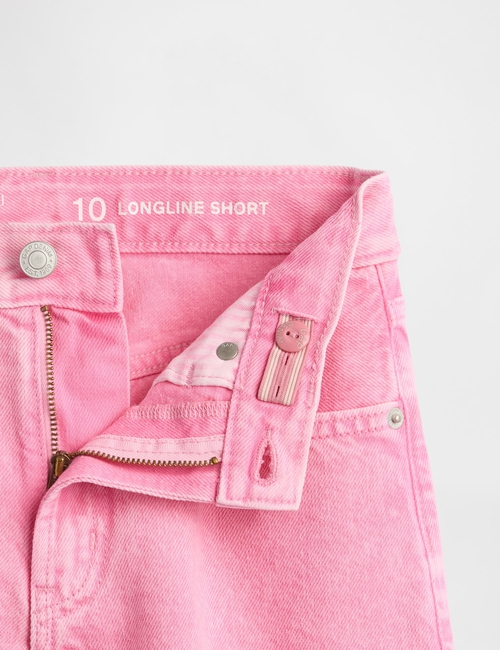 Kids Mid Rise Longline Denim Shorts