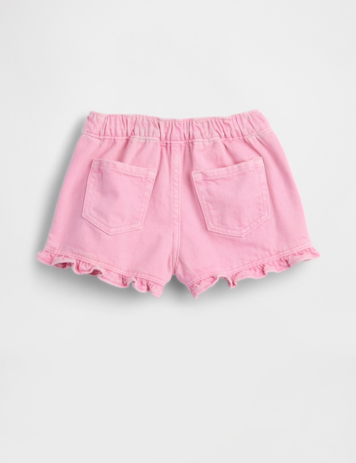 ULTRASOFT DENIM STRIDE SHORT - PINK RUFFLE HEM