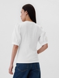 Ribbed Henley Puff Sleeve Top