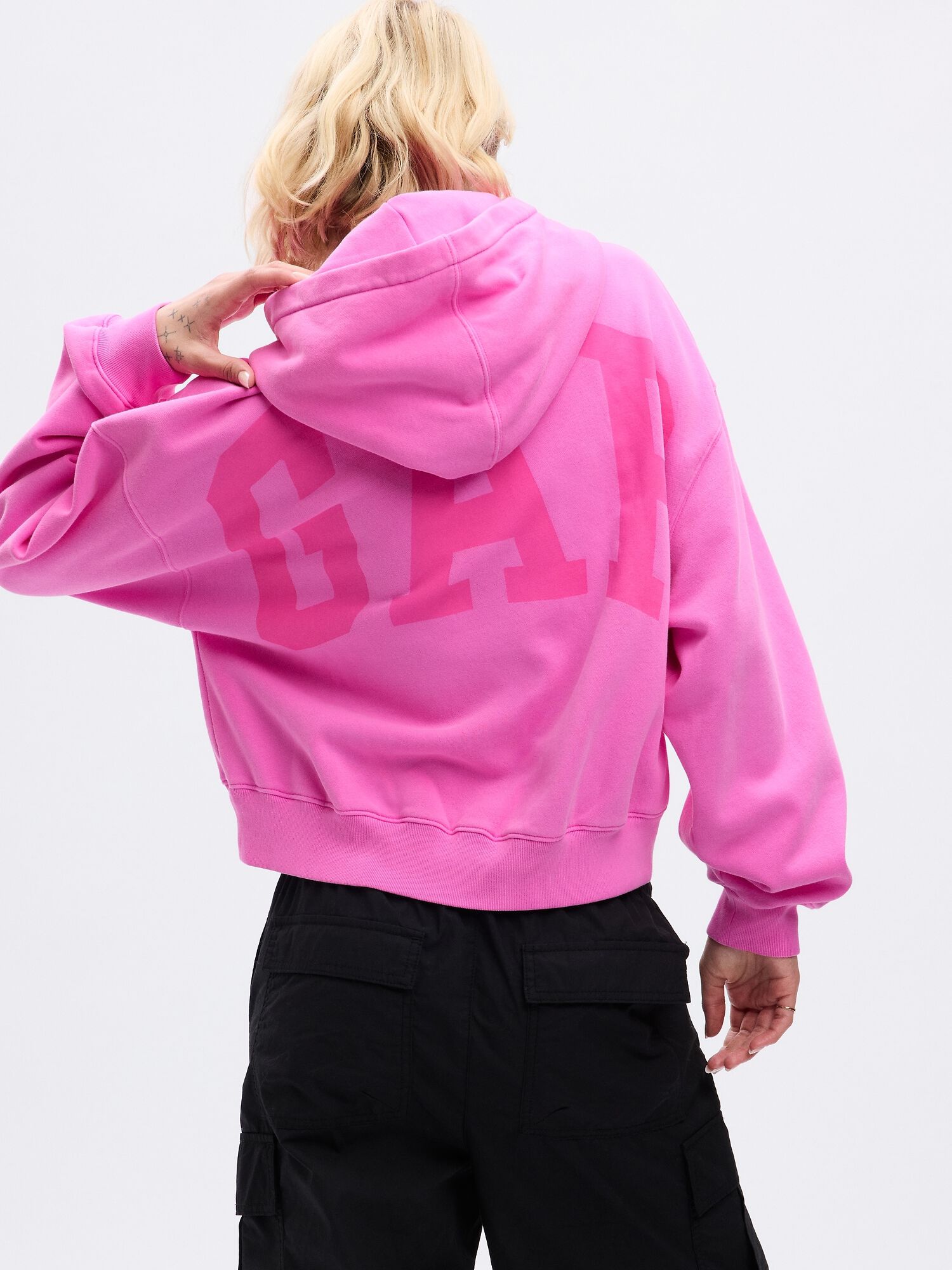 Shop VintageSoft Arch Logo Cropped Hoodie for Women | GAP UAE