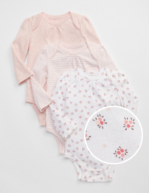 Baby First Favorite Floral Long Sleeve Bodysuit (3-Pack)