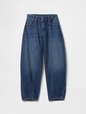 Kids High Rise Seamed Barrel Jeans