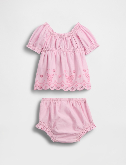 Baby Embroidered Butterfly Outfit Set