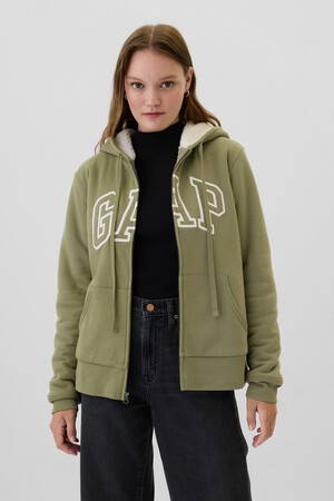 Relaxed Gap Logo Sherpa-Lined Zip Hoodie