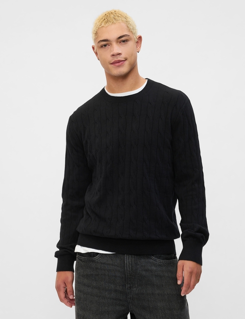 CashSoft Cable-Knit Crewneck Sweater
