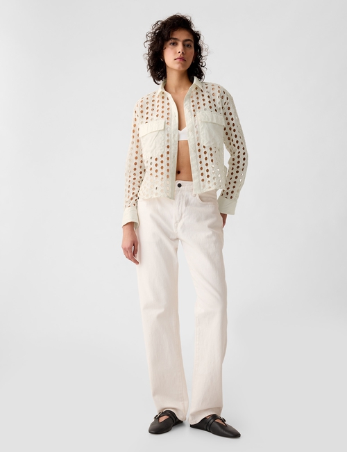 Eyelet Cropped Shirt