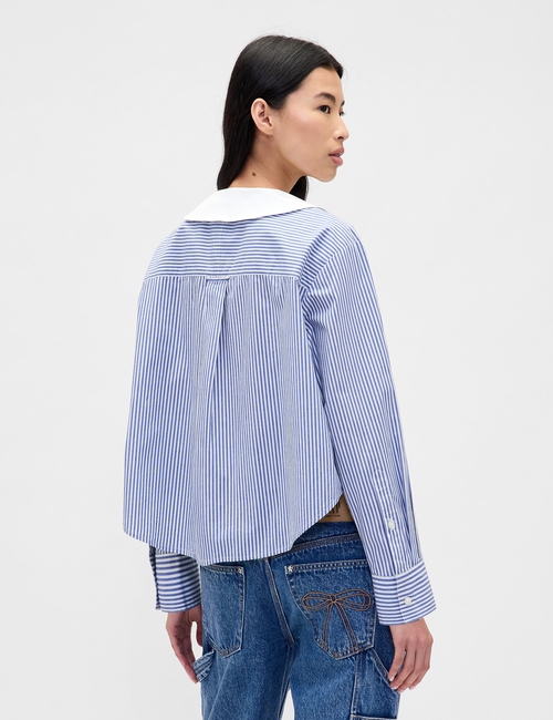 GAP X SL PETER PAN COLLAR CROPPED LS SHIRT