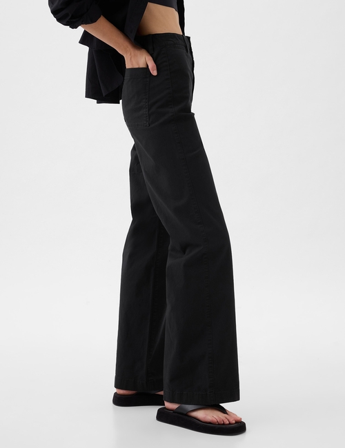 High Stride Wide-Leg Ankle Khakis