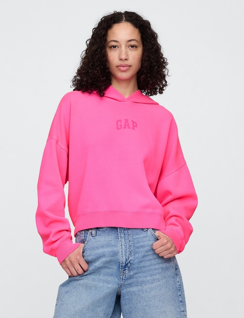 Relaxed Gap Mini-Logo Cropped Hoodie