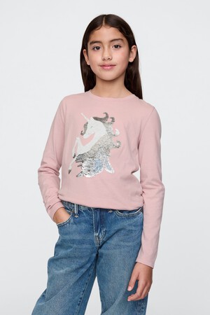 Kids Flippy-Sequin Graphic T-Shirt