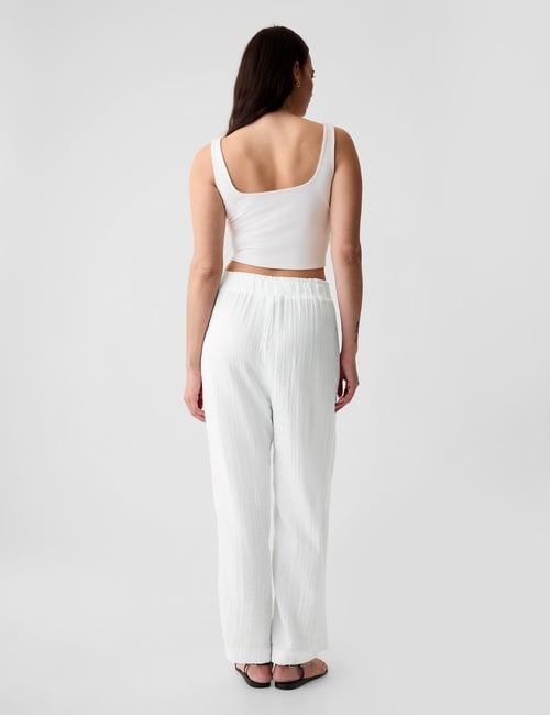 Mid Rise Gauze Wide-Leg Pull-On Pants