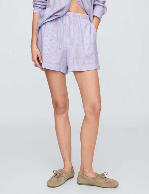 4" Mid Rise Pull-On Linen-Blend Shorts